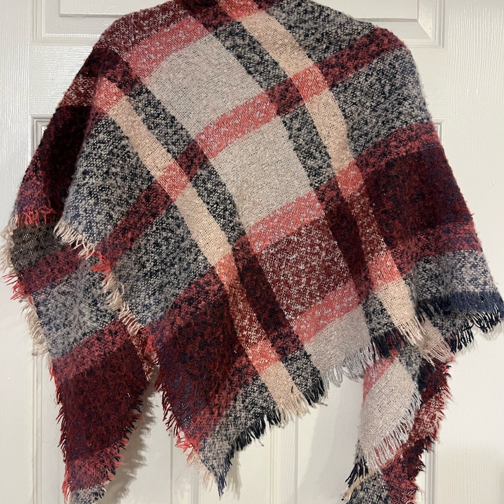 Candies Onesize Shawl Pink and Blue Plaid